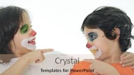  Presentation with clown - Amazing slide set having portrait of two happy funny backdrop and a coral colored foreground