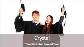  Presentation with students - Amazing presentation theme having portrait of two happy graduating backdrop and a  colored foreground