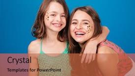  Presentation with two cute sisters playing - Amazing slide set having portrait of two happy lovely backdrop and a red colored foreground