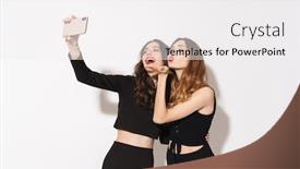  Presentation with two black women - Presentation with portrait-of-two-happy-women background and a white colored foreground