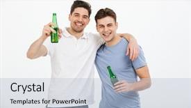  Presentation with bottles - PPT layouts having portrait of two happy young background and a light blue colored foreground