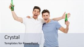  Presentation with joyful - Slide set featuring portrait of two joyful young background and a light blue colored foreground