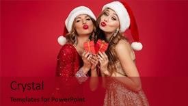  Presentation with christmas red - Presentation design consisting of portrait of two lovely cute background and a crimson colored foreground