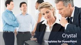  Presentation with full length portrait two men women brown sweater - Cool new presentation theme with portrait of two mature businesspeople backdrop and a wine colored foreground