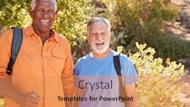  Presentation with trail - Theme enhanced with portrait-of-two-senior-male background and a coral colored foreground