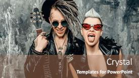  Presentation with punk - Audience pleasing slide set consisting of portrait-of-two-stylish-punk backdrop and a tawny brown colored foreground