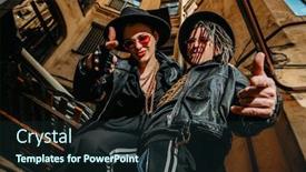  Presentation with punk - Audience pleasing presentation consisting of portrait-of-two-stylish-punk backdrop and a tawny brown colored foreground