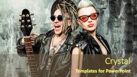  Presentation with punk - PPT theme consisting of portrait-of-two-stylish-punk background and a tawny brown colored foreground