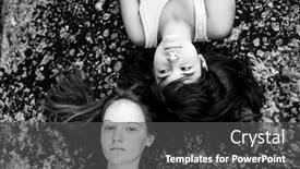  Presentation with black girls - Cool new slide set with portrait-of-two-teen-girls backdrop and a dark gray colored foreground