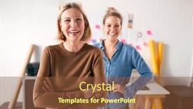  Presentation with business women - Cool new presentation theme with portrait-of-two-women-running backdrop and a tawny brown colored foreground