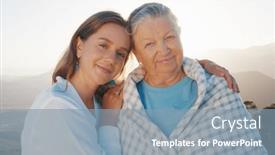  Presentation with look - Theme having portrait-of-two-women-young background and a light blue colored foreground