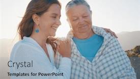  Presentation with look - Presentation design with portrait-of-two-women-young background and a light blue colored foreground