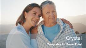  Presentation with look - Presentation design having portrait-of-two-women-young background and a seafoam green colored foreground