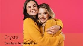  Presentation with friends - Colorful presentation enhanced with portrait-of-two-young-female backdrop and a gold colored foreground