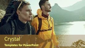  Presentation with mountain climbing - Presentation design enhanced with portrait-of-two-young-male background and a tawny brown colored foreground