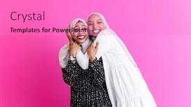  Presentation with islamic muslim - Audience pleasing PPT theme consisting of portrait-of-two-young-modern backdrop and a coral colored foreground