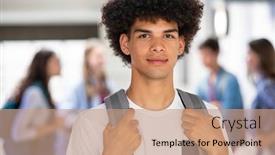  Presentation with classmates - Amazing PPT layouts having portrait-of-university-black-student backdrop and a coral colored foreground