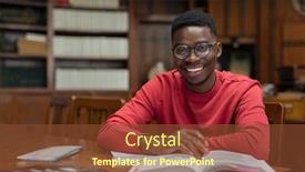  Presentation with american university - Presentation design consisting of portrait-of-university-student-doing background and a tawny brown colored foreground