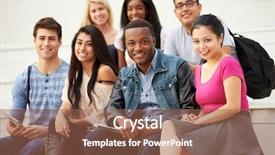  Presentation with university - Slides with portrait of university students outdoors background and a violet colored foreground