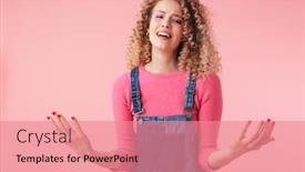  Presentation with curly hair - Colorful slide set enhanced with portrait-of-upset-young-girl backdrop and a coral colored foreground
