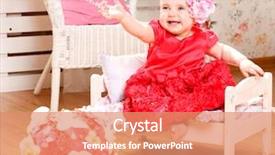  Presentation with princess - Colorful slide deck enhanced with portrait of very sweet little child sitting like a princess in funny pink and red costume backdrop and a coral colored foreground