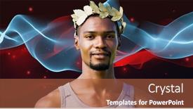  Presentation with blue wave - PPT layouts with victorious sportsman with crown background and a red colored foreground