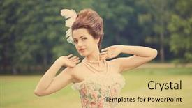  Presentation with princess - Slide deck consisting of portrait of vintage woman the girl in the dress of the last century beautiful woman in long evening dress fairy princess toned background and a lemonade colored foreground