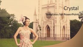  Presentation with princess - Slide set consisting of portrait of vintage woman the girl in the dress of the last century beautiful woman in long evening dress fairy princess toned background and a lemonade colored foreground