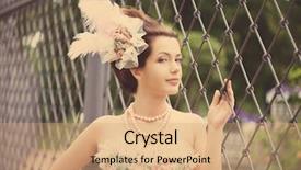  Presentation with fairy - Beautiful slide deck featuring portrait of vintage woman the girl in the dress of the last century beautiful woman in long evening dress fairy princess toned backdrop and a coral colored foreground