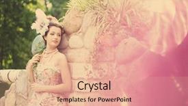  Presentation with fairy - Cool new presentation with portrait of vintage woman the girl in the dress of the last century beautiful woman in long evening dress fairy princess toned backdrop and a coral colored foreground