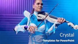  Presentation with stage - Presentation theme with portrait-of-violin-solo-player background and a ocean colored foreground