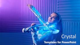  Presentation with stage - Slide set consisting of portrait-of-violin-solo-player background and a teal colored foreground