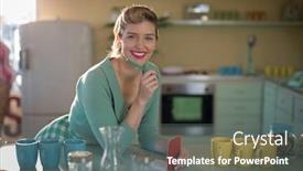  Presentation with waitress - Beautiful slide set featuring portrait-of-waitress-standing backdrop and a gray colored foreground