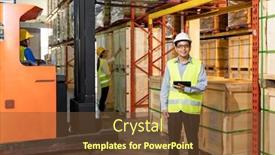  Presentation with inventory - PPT theme enhanced with portrait-of-warehouse-manager-hold background and a tawny brown colored foreground