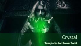  Presentation with dark green - Slide set with portrait-of-witch-holding-green background and a forest green colored foreground