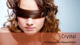  Presentation with eyes - Cool new presentation theme with portrait of woman covering eyes backdrop and a red colored foreground