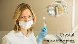  Presentation with dental office - Cool new slide deck with portrait of woman dentist doctor backdrop and a soft green colored foreground