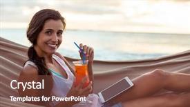  Presentation with sensuality woman black angel relaxing - PPT layouts consisting of portrait of woman holding mocktail background and a tawny brown colored foreground