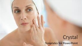  Presentation with bathroom - Slides having portrait of woman in bathroom background and a coral colored foreground