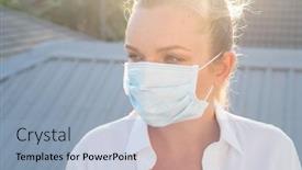  Presentation with dust pollution - Cool new slide deck with portrait-of-woman-in-protective backdrop and a light blue colored foreground