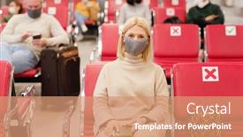  Presentation with departure - PPT theme featuring portrait-of-woman-in-protective background and a coral colored foreground