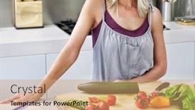  Presentation with lockdown - Cool new theme with portrait-of-woman-making-healthy backdrop and a coral colored foreground