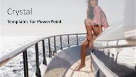  Presentation with fintech app pitch deck - Audience pleasing PPT theme consisting of portrait-of-woman-on-deck backdrop and a light gray colored foreground