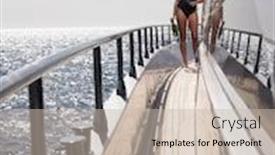  Presentation with boat - Amazing slide set having portrait-of-woman-on-deck backdrop and a soft green colored foreground