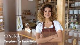  Presentation with pottery - Slides enhanced with portrait of woman pottery artist background and a violet colored foreground