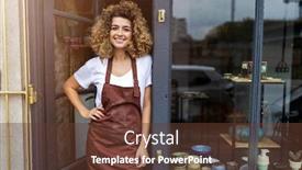  Presentation with pottery - Audience pleasing theme consisting of portrait of woman pottery artist in art studio backdrop and a tawny brown colored foreground