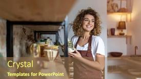  Presentation with pottery - Beautiful theme featuring portrait of woman pottery artist in art studio backdrop and a coral colored foreground