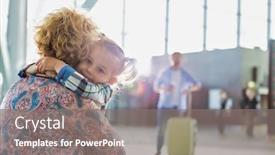  Presentation with airport - PPT layouts with portrait-of-woman-reuniting background and a gray colored foreground