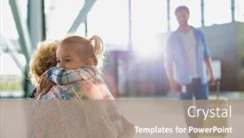  Presentation with airport - Colorful slide deck enhanced with portrait-of-woman-reuniting backdrop and a coral colored foreground