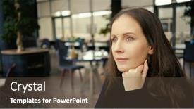  Presentation with waiting - Presentation design featuring portrait-of-woman-sitting background and a  colored foreground